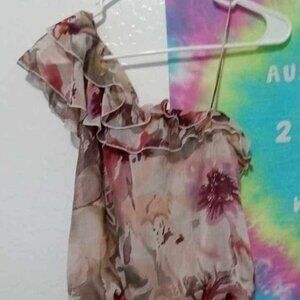 Women's Floral One Sleeve + Spaghetti Strap Tank Top